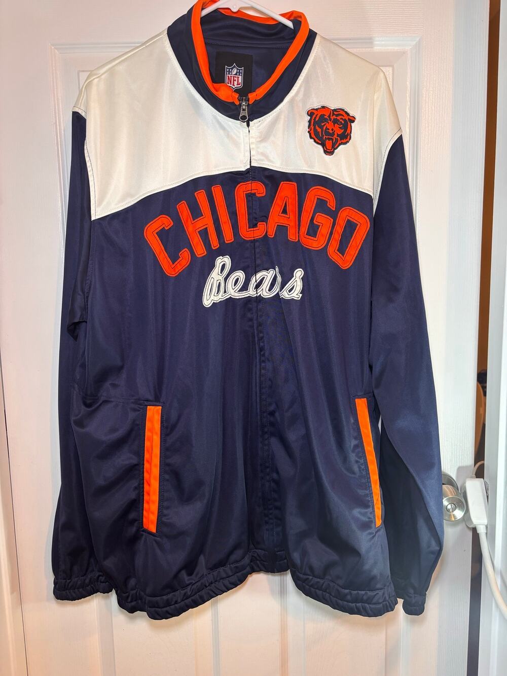 Chicago Bears NFL Men’s XXL Full Zip Fleece Lined Jacket Navy Orange
